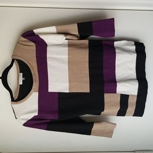 Multi color 3/4 sleeve knit blouse